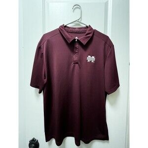 Adidas Mississippi State Polo Size Mens Large Maroon Red Short Sleeve Shirt Mens